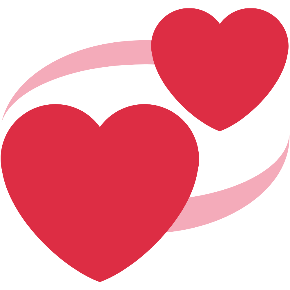 An illustration of two hearts, representing love